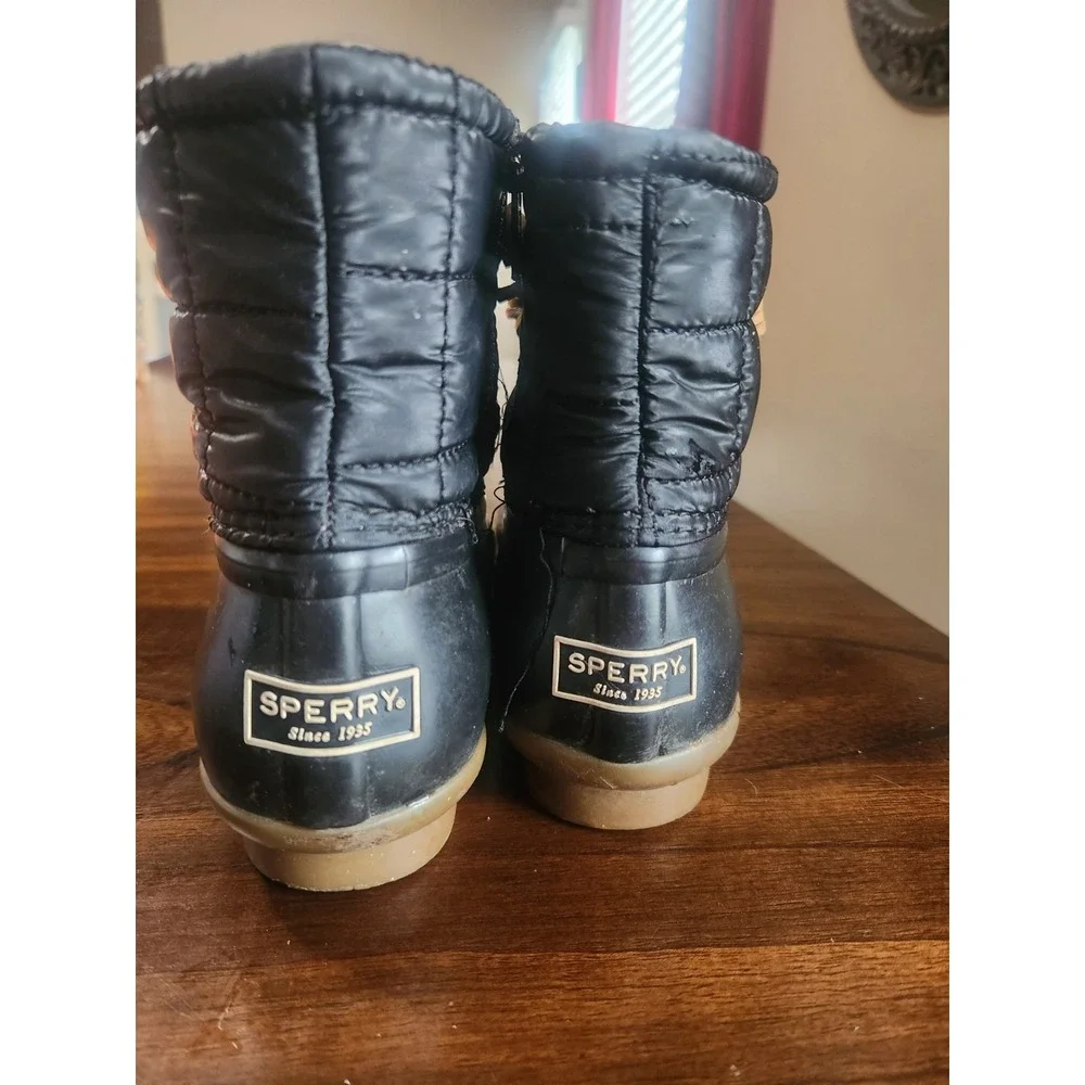 Sperry Saltwater Quilted Duck Boots black w quilted nylon upper Womens 5